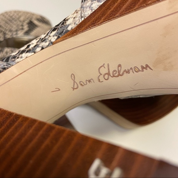 Sam Edelman Rain Snake Chunky Platform Sandal Heels Square Toe Ankle Strap - Picture 10 of 14